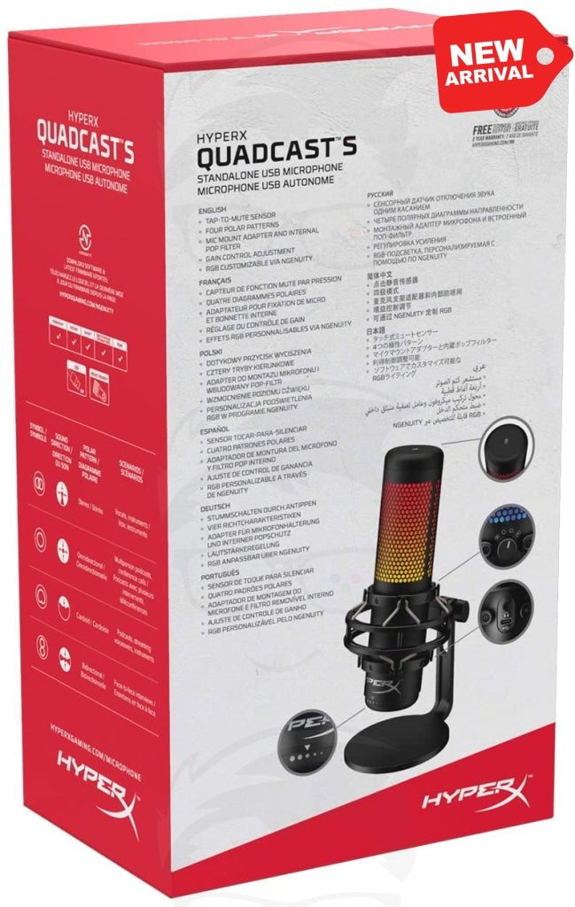 HyperX QuadCast S – RGB USB Condenser Microphone for PC, PS4, PS5 and Mac HyperX QuadCast S – RGB USB Condenser Microphone for PC, PS4, PS5 and Mac